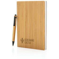 Bambusový set poznámkového bloku A5 a pera