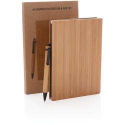 Bambusový set poznámkového bloku A5 a pera