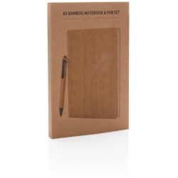 Bambusový set poznámkového bloku A5 a pera