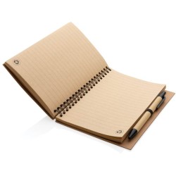 Kraftový poznámkový blok s kroužkovou vazbou a perem