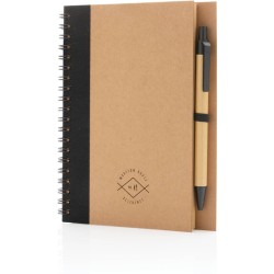 Kraftový poznámkový blok s kroužkovou vazbou a perem