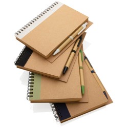 Kraftový poznámkový blok s kroužkovou vazbou a perem