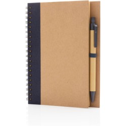 Kraftový poznámkový blok s kroužkovou vazbou a perem