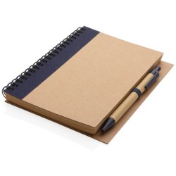 Kraftový poznámkový blok s kroužkovou vazbou a perem
