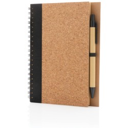 Korkový poznámkový blok s kroužkovou vazbou a perem