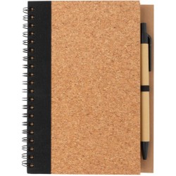 Korkový poznámkový blok s kroužkovou vazbou a perem