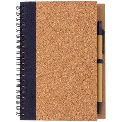 Korkový poznámkový blok s kroužkovou vazbou a perem