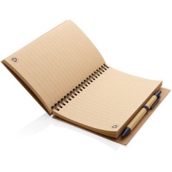 Korkový poznámkový blok s kroužkovou vazbou a perem