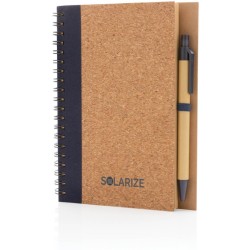 Korkový poznámkový blok s kroužkovou vazbou a perem