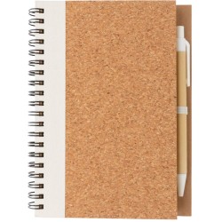 Korkový poznámkový blok s kroužkovou vazbou a perem