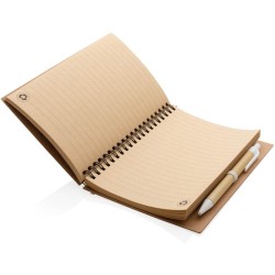 Korkový poznámkový blok s kroužkovou vazbou a perem