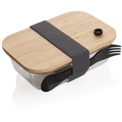 Skleněná krabička na jídlo s bambusovým víkem