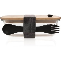 Skleněná krabička na jídlo s bambusovým víkem