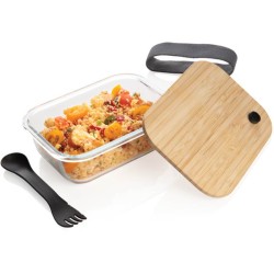 Skleněná krabička na jídlo s bambusovým víkem