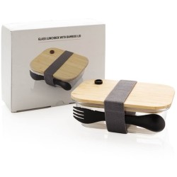 Skleněná krabička na jídlo s bambusovým víkem
