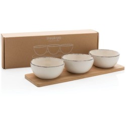 Sada servírovacích misek 3ks s bambusovým podnosem Ukiyo