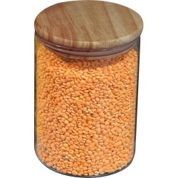 Dóza z borosilikátového skla s víčkem z borovice, 700 ml