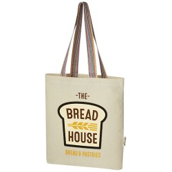 Nákupní taška z recyklované bavlny o gramáží 180 g/m2 s obsahem 5 litrů Rainbow