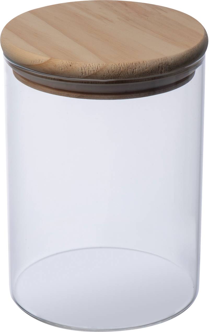 Dóza z borosilikátového skla s víčkem z borovice, 700 ml