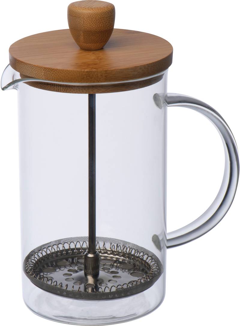 Skleněný kávovar nebo čajník s bambusovým víkem