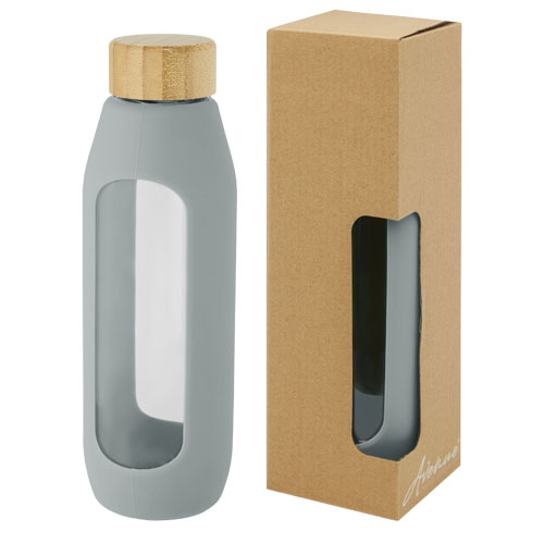 Láhev o objemu 600 ml z borosilikátového skla se silikonovým obalem Tidan