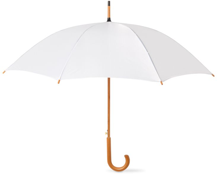 Bílý dřevěný vystřelovací deštník