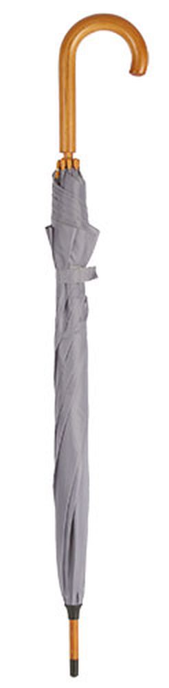 Deštník s dřevěnou rukojetí šedý
