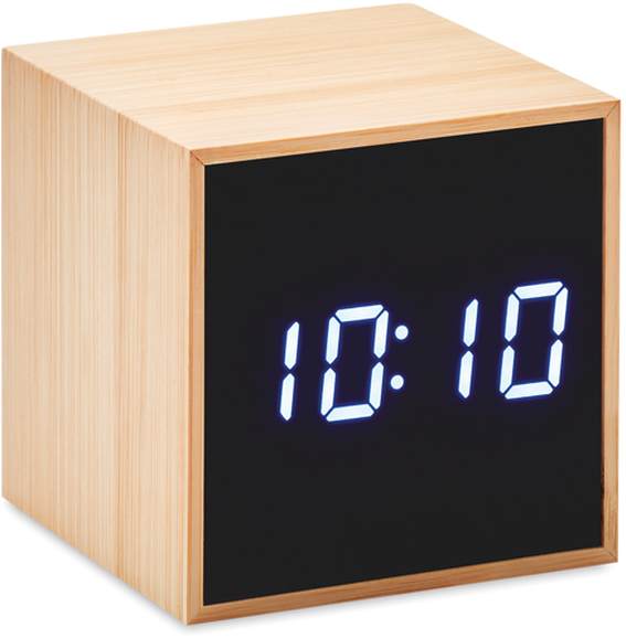 Mara clock Budík s LED v krytu z bambusu
