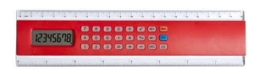 Profex červená kalkulačka s pravítkem