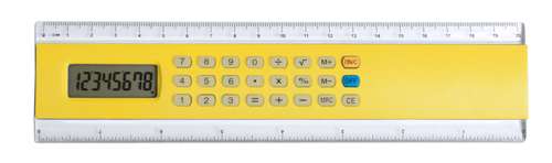 Profex žlutá kalkulačka s pravítkem