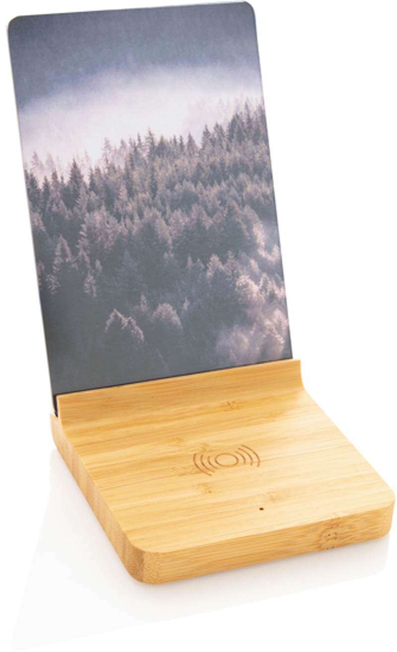 Bambusový fotorámeček s bezdrátovou nabíječkou 5W