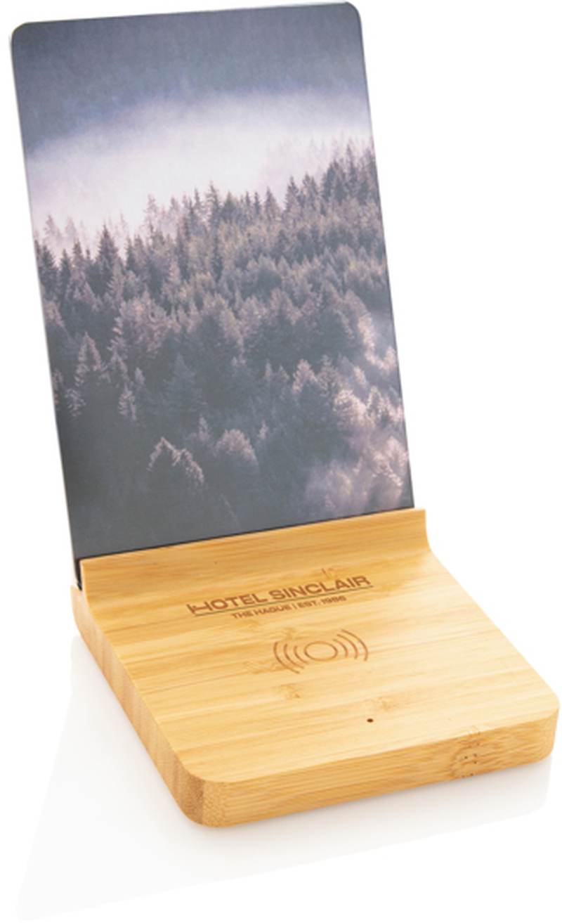 Bambusový fotorámeček s bezdrátovou nabíječkou 5W