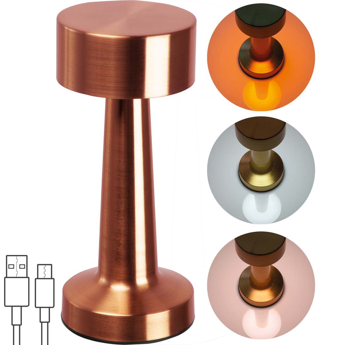 Nerezová stolní lampa s dobíjecí baterií
