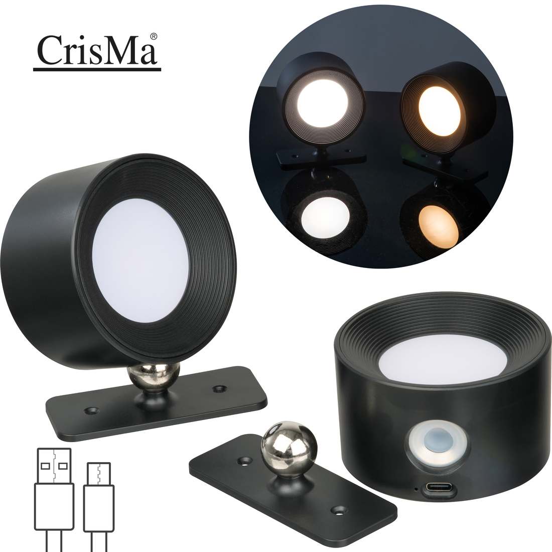 Sada 2 dobíjecích nástěnných lamp