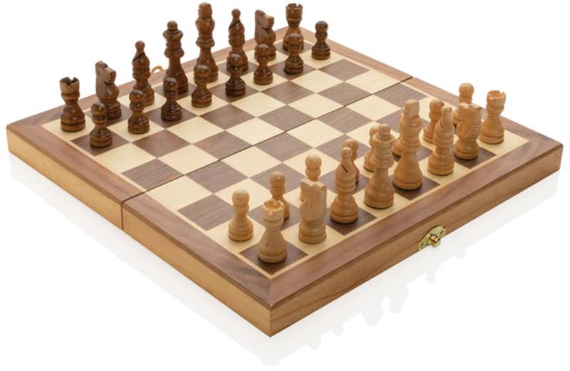 Prémiové FSC dřevěné šachy ve skládací šachovnici