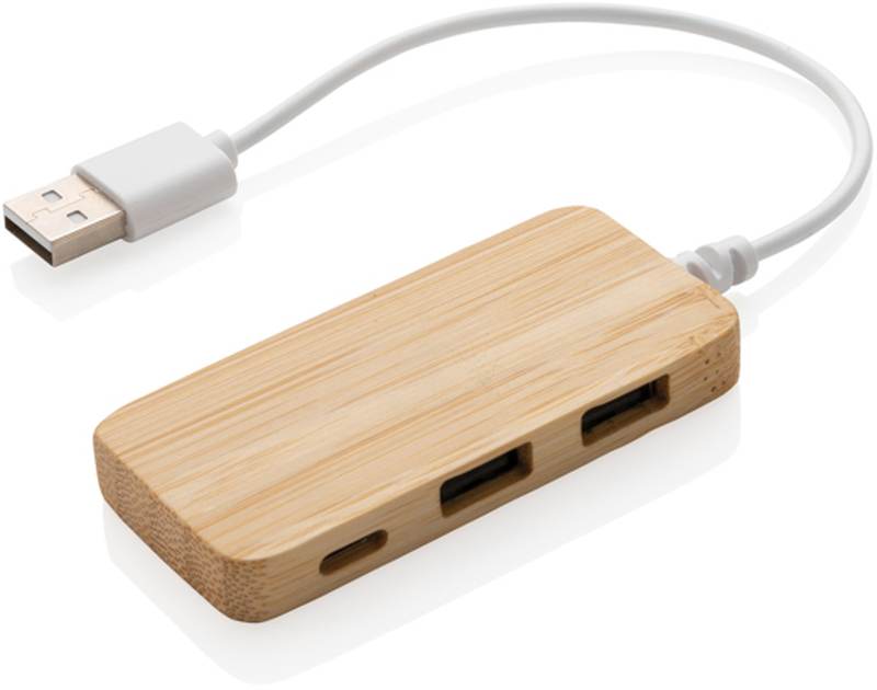 Bambusový USB hub s USB C