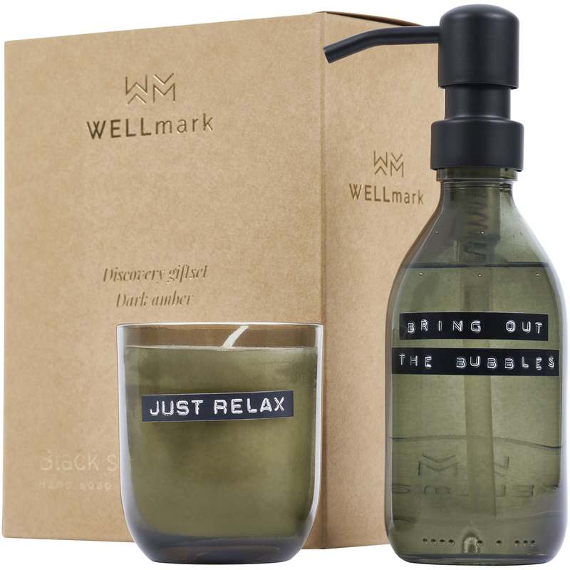 Wellmark Discovery dávkovač mýdla na ruce 200ml a 150g sada vonných svíček