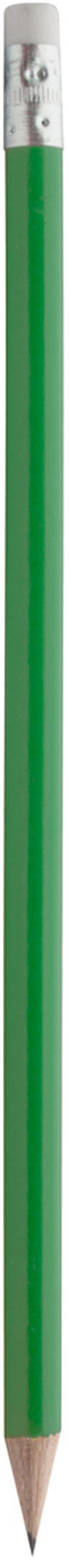 Zelená tužka s gumou na konci