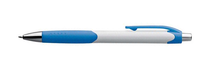 Plastové kuličkové pero s bílým držátkem a gumovým uchopením