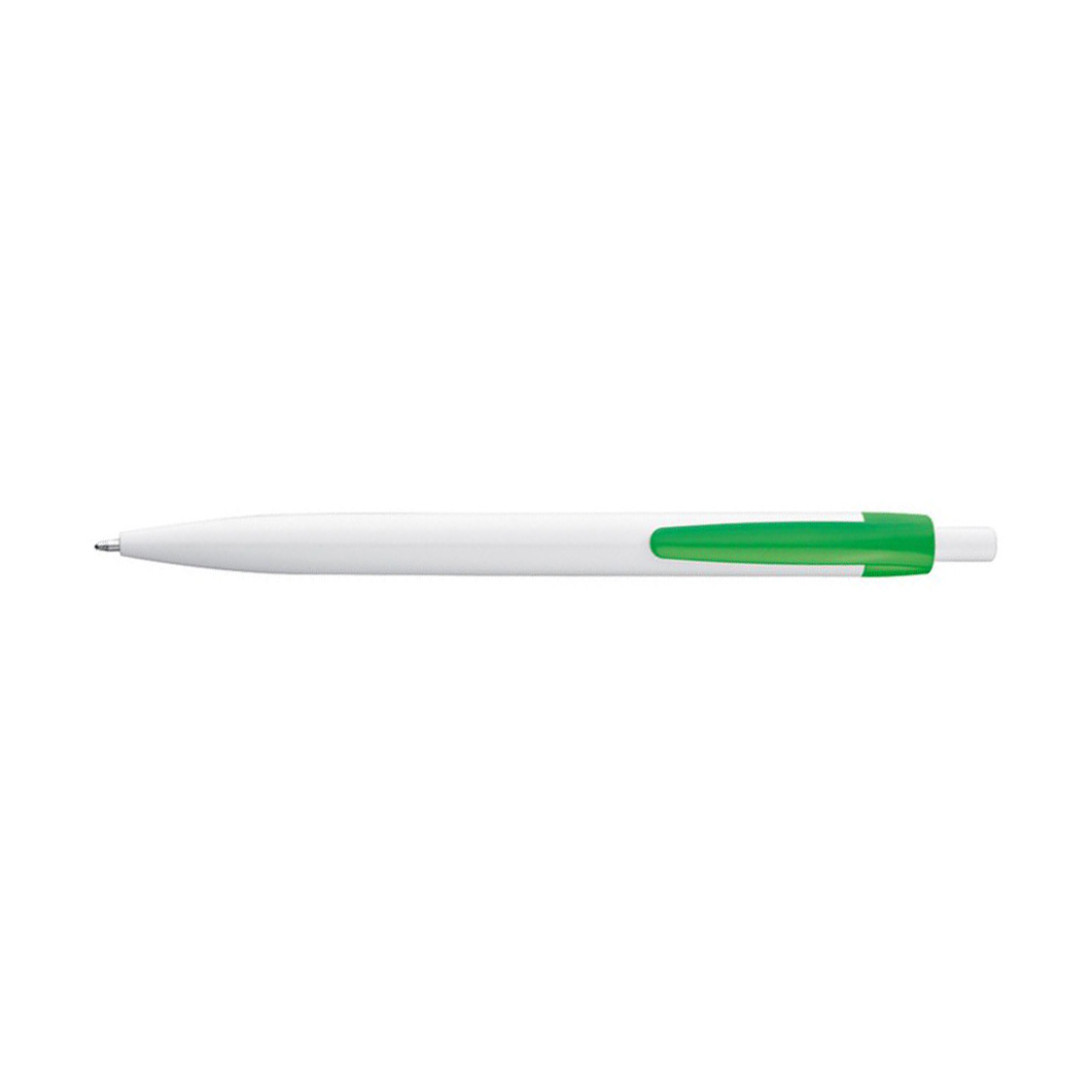 Plastové kuličkové pero se zeleným klipem