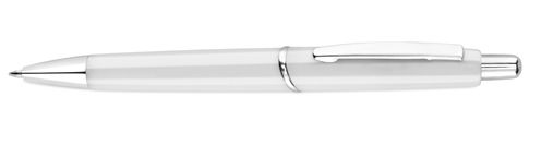 Bílé kuličkové pero s lesklým tlačítkem