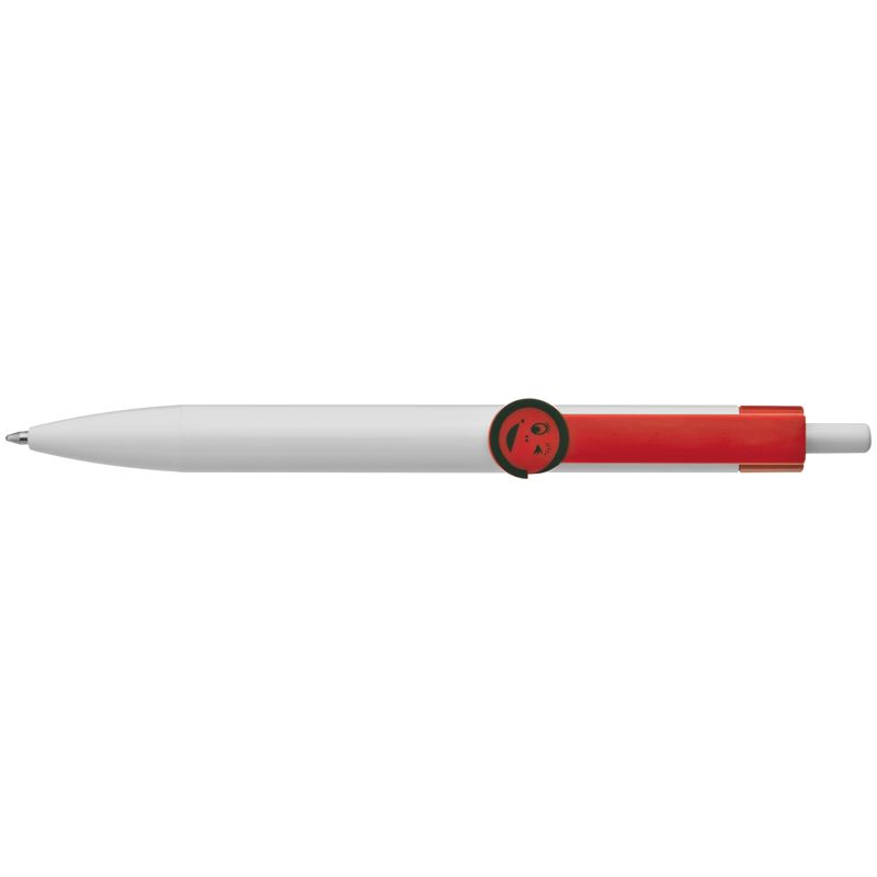 Červené kuličkové pero se smajlíkovou svorkou