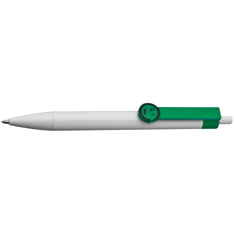Zelené kuličkové pero se smajlíkovou svorkou