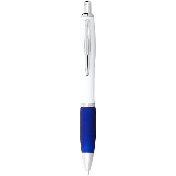 Bílé kuličkové pero Nash s barevným úchopem
