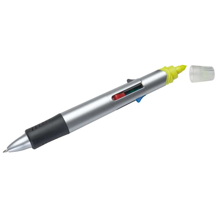 4barevné kuličkové pero s zvýraznovačem