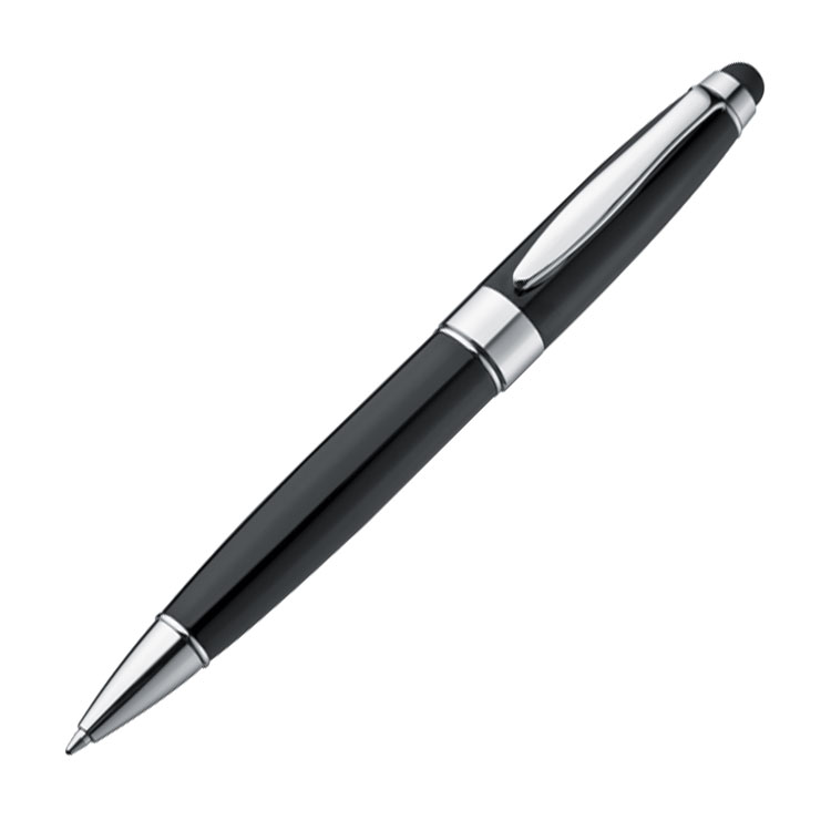 Černý stylus a kuličkové pero