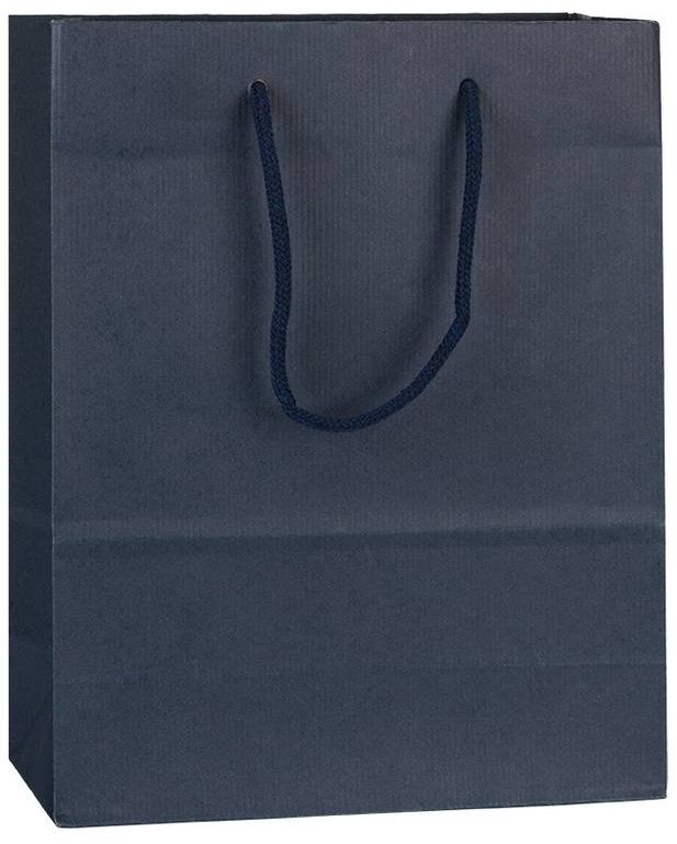 Tmavě modrá taška s textilními uchy 25x11x31 cm
