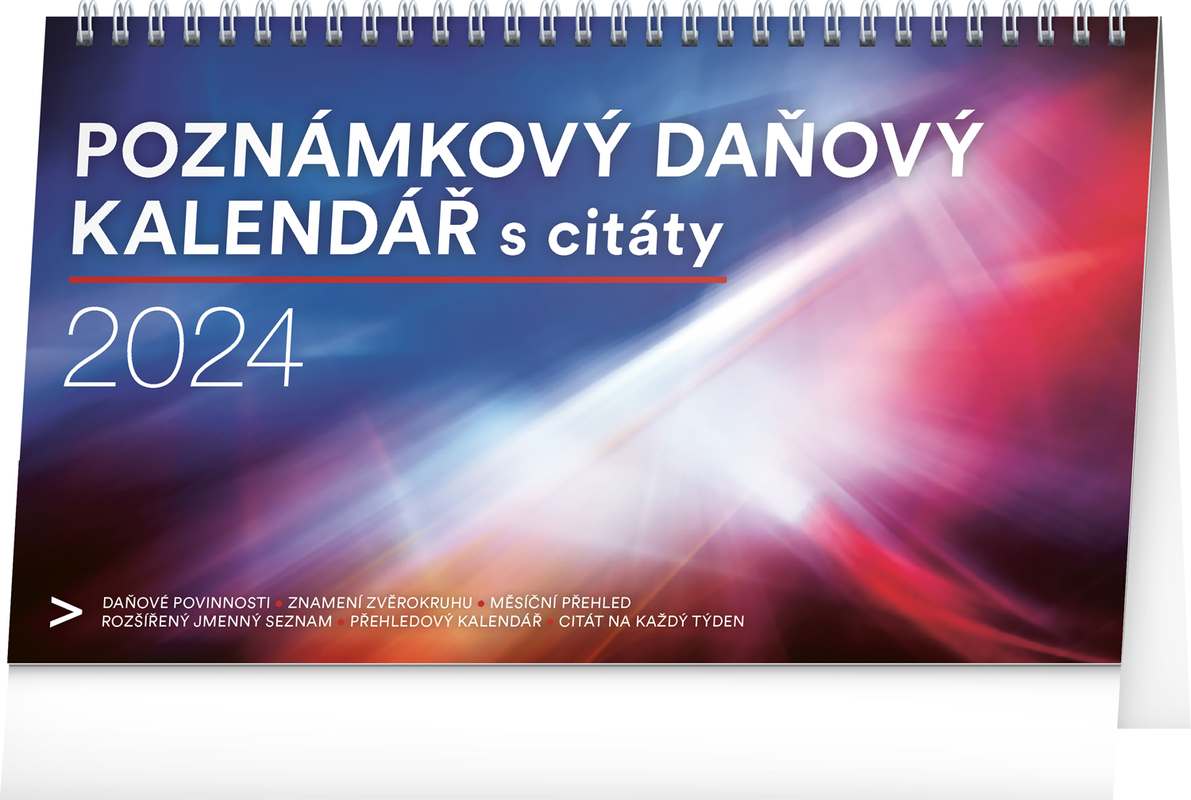 Stolní kalendář Poznámkový daňový s citáty 2024, 25 x 14,5 cm