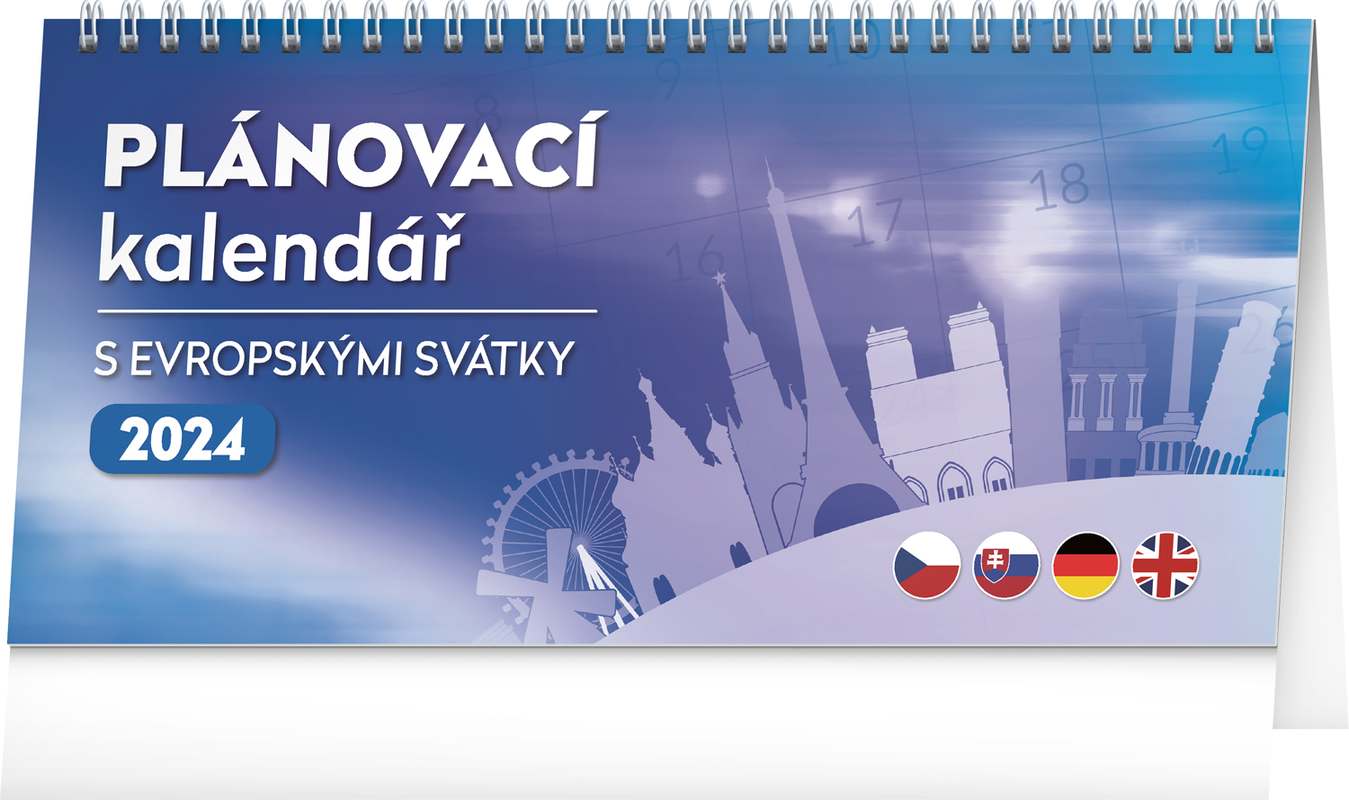 Stolní kalendář Plánovací s evropskými svátky 2024, 25 x 12,5 cm