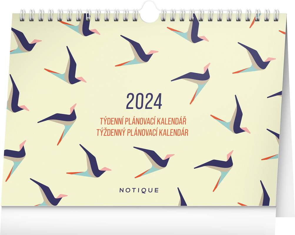 Týdenní plánovací kalendář Ptáčci s háčkem 2024, 30 x 21 cm